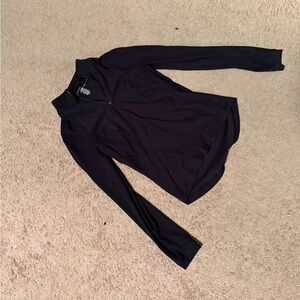 Black Long Sleeve half way Zip-Up Top